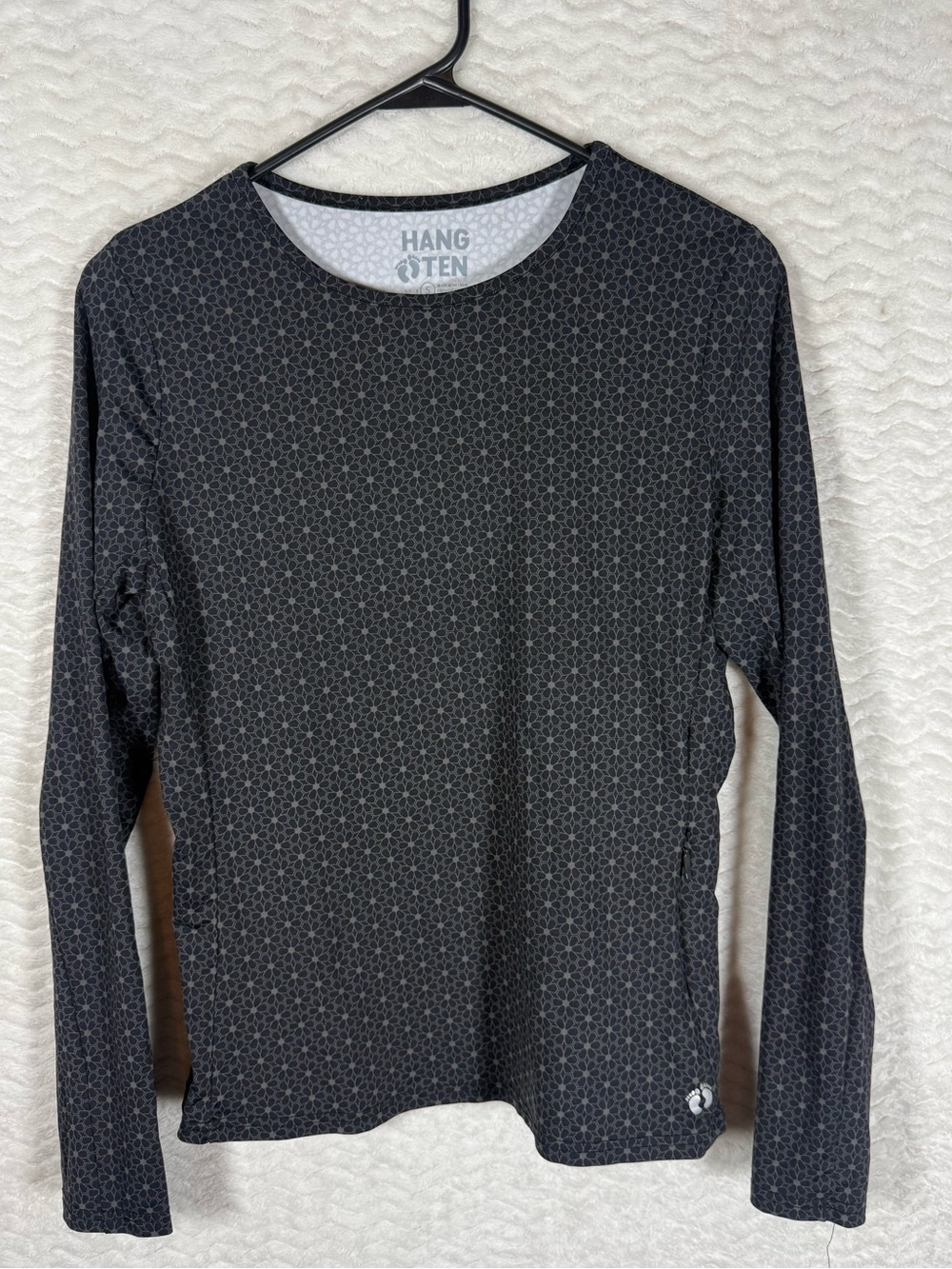 Hang Ten Swim Black Long-Sleeve Geometric Performance Tee